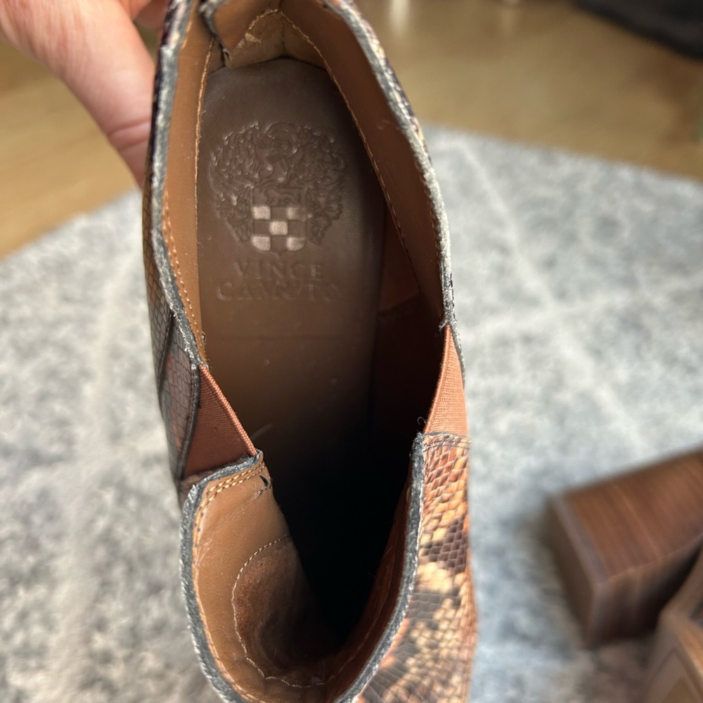 Vince Camuto Brown Snakeskin Ankle Booties - Picture 7 of 8